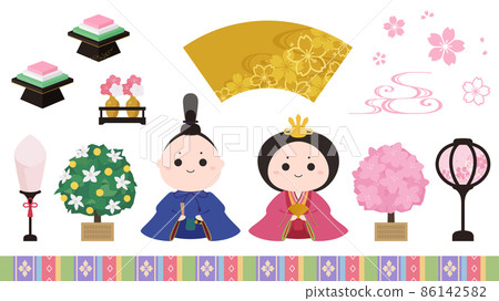 Illustration material set of cute chicks_Hinamatsuri Illustration material set of cute chicks_Hinamatsuri 86142582