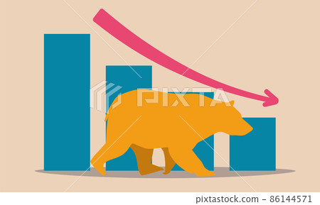 Bear stock market and forex sell index. Trend graph down and economic risk recession vector illustration concept. Investor loss money and idea forecast. Crisis crash currency and business impact 86144571