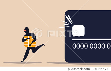 Credit card phishing with money and identity number secure. Data protection and attack online vector illustration concept. Scam privacy finance and fraud password steal. Bank information on web Credit card phishing with money and identity number secure. Data protection and attack online vector illustration concept. Scam privacy finance and fraud password steal. Bank information on web 86144575
