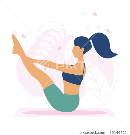 The sportive woman practices yoga 86144721