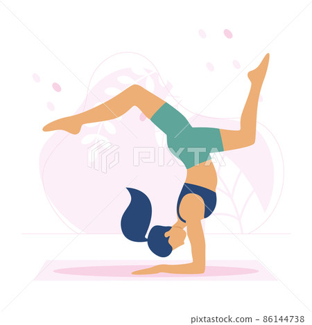 The sportive woman practices yoga 86144738