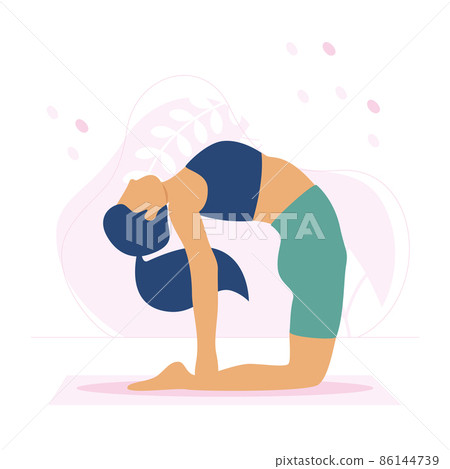 The sportive woman practices yoga The sportive woman practices yoga 86144739