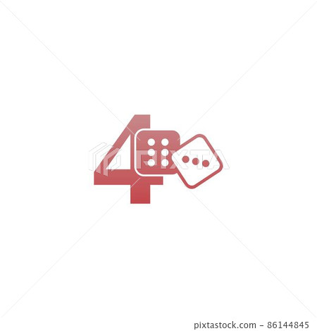 Number 4 with dice two icon logo template 86144845
