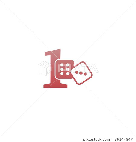 Number 1 with dice two icon logo template 86144847