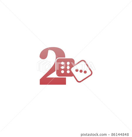 Number 2 with dice two icon logo template 86144848