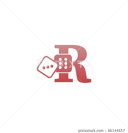 Letter R with dice two icon logo template 86144857