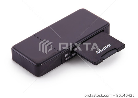 Black card reader with memory card (Clipping path) Black card reader with memory card (Clipping path) 86146425