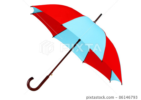 inclined umbrella on white background with clipping path 86146793