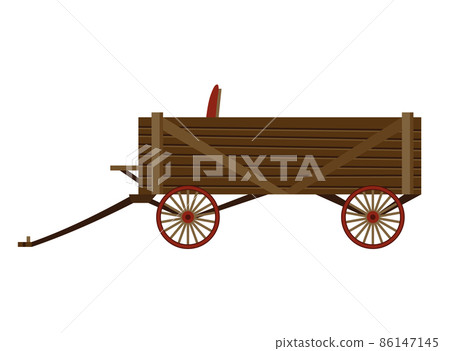 Wild west cartoon wagon. Old western carriage icon isolated on white background Wild west cartoon wagon. Old western carriage icon isolated on white background 86147145