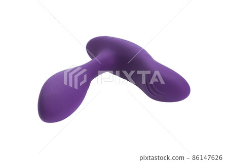 purple silicone male health care device for prostate massage, adult only sex toy isolated on white background, nobody. purple silicone male health care device for prostate massage, adult only sex toy isolated on white background, nobody. 86147626