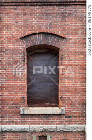 Red brick warehouse close-up Red brick warehouse close-up 86149378