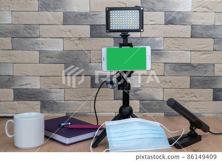 set of devices that helps users stay connected during the pandemic. kits for video conferencing. Stay Home 86149409