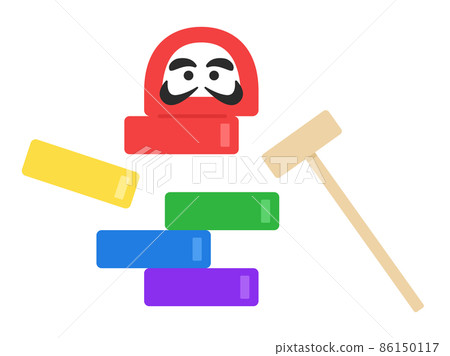 Illustration of a toy that drops a daruma doll Illustration of a toy that drops a daruma doll 86150117