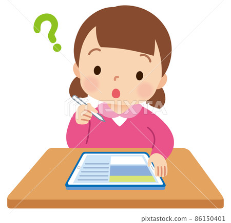 Children studying on tablets, girls, elementary school students, doubts, Hatena Children studying on tablets, girls, elementary school students, doubts, Hatena 86150401