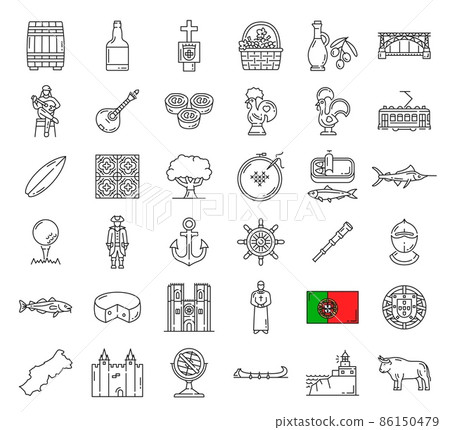 Portugal mapa icono vector