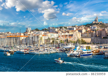Notre Dame de la Garde and olf port in Marseille, France Notre Dame de la Garde and olf port in Marseille, France 86150959