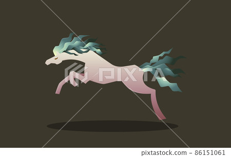 Beautiful Horse Long Hair Mare Run Jump Elegance Fantasy Cartoon 86151061