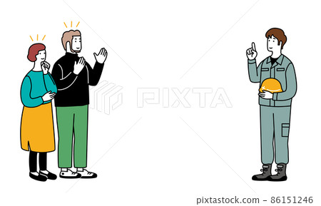 A simple illustration of a man and a couple in work clothes 86151246