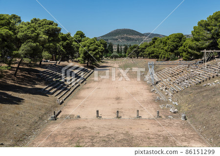 Ruins of stadium in Epidavros, Greece 86151299