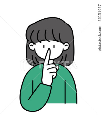 Girl with her index finger in her mouth Girl with her index finger in her mouth 86151957