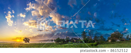 Beautiful sunrise and tree Beautiful sunrise and tree 86152512