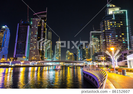 Dubai marina at night Dubai marina at night 86152607