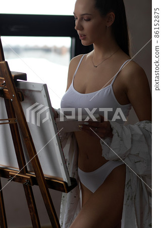 Sensual woman in lingerie drawing picture 86152875