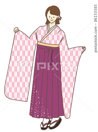 Student graduation hakama illustration female girl Student graduation hakama illustration female girl 86153385