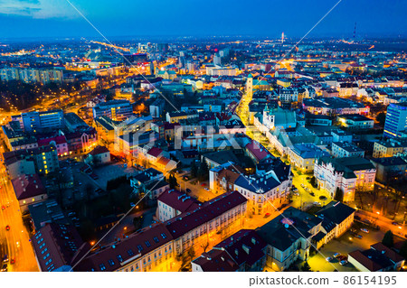 Aerial view of Rzeszow city at night, Poland 86154195