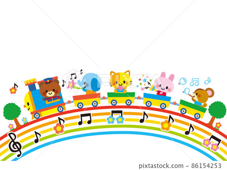 Birthday gift frame balloon cute kid animal train to celebrate 86154253