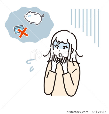 Illustration material of a woman suffering from lack of money Illustration material of a woman suffering from lack of money 86154314