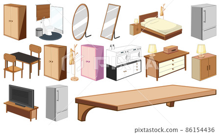 Set of interior furniture and decorations Set of interior furniture and decorations 86154436