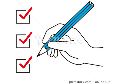 Write a check in the check box with a pencil Write a check in the check box with a pencil 86154806
