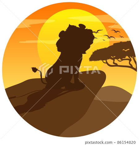 Lion silhouette in savanna forest 86154820
