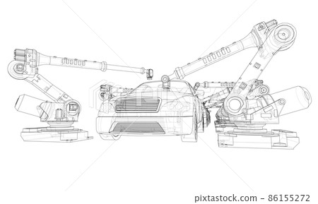 Assembly of motor vehicle. 3d illustration 86155272
