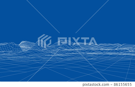 Abstract 3d wire-frame landscape. Blueprint style Abstract 3d wire-frame landscape. Blueprint style 86155655