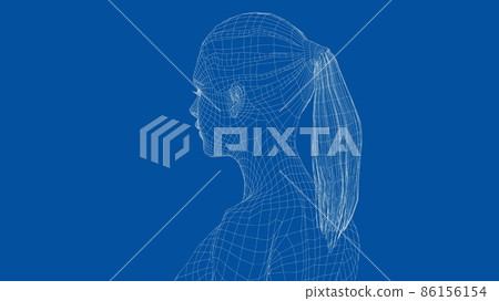 Wireframe portrait of a young beautiful girl 86156154