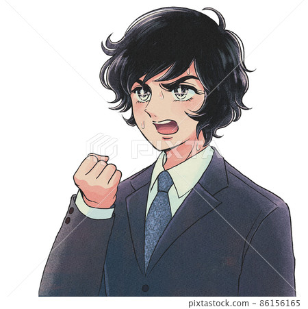 老女孩卡通觸摸・上班族堅定地握著拳頭 86156165