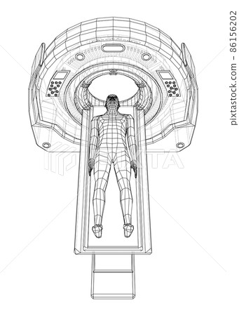 MRI machine scanning patient inside MRI machine scanning patient inside 86156202