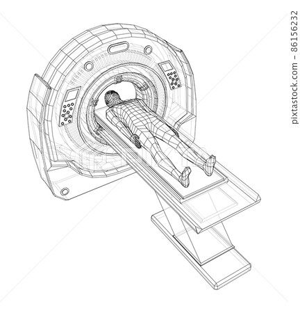 MRI machine scanning patient inside 86156232