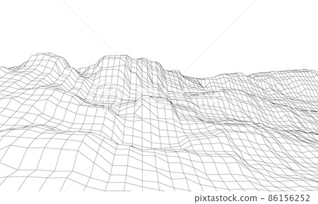 Abstract 3d wire-frame landscape. Blueprint style 86156252