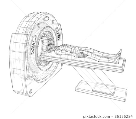 MRI machine scanning patient inside MRI machine scanning patient inside 86156284