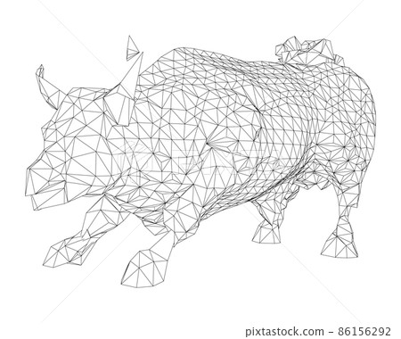 The Charging Bull. 3d illustration The Charging Bull. 3d illustration 86156292