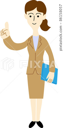 Full-body illustration of a female office worker who guides customers 86158057