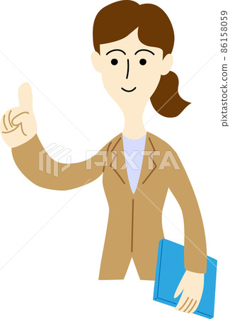 引導顧客的女性上班族的上半身插圖 引導顧客的女性上班族的上半身插圖 86158059