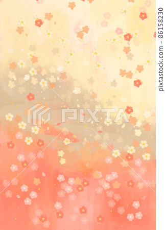 蓬鬆的紅白李子日式背景 86158230