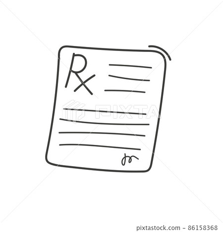 Prescription medical blanc, hand drawn Rx form isolated on white background Prescription medical blanc, hand drawn Rx form isolated on white background 86158368