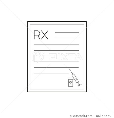 Prescription medical blanc, line Rx form icon, isolated on white background Prescription medical blanc, line Rx form icon, isolated on white background 86158369