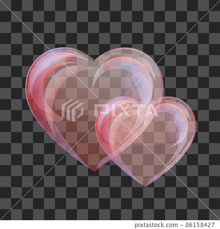 Heart-shaped transparent clean realistic soap water bubble. Vector 86158427