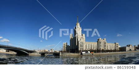 Kotelnicheskaya Embankment Building (Panorama), Moscow, Russia-- is one of seven stalinist skyscrapers laid down in September, 1947 and completed in 1952. Kotelnicheskaya Embankment Building (Panorama), Moscow, Russia-- is one of seven stalinist skyscrapers laid down in September, 1947 and completed in 1952. 86159348